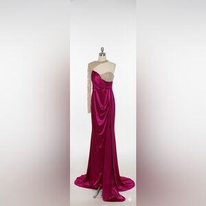 Fuchsia  Satin Formal Gown - NWOT| Small